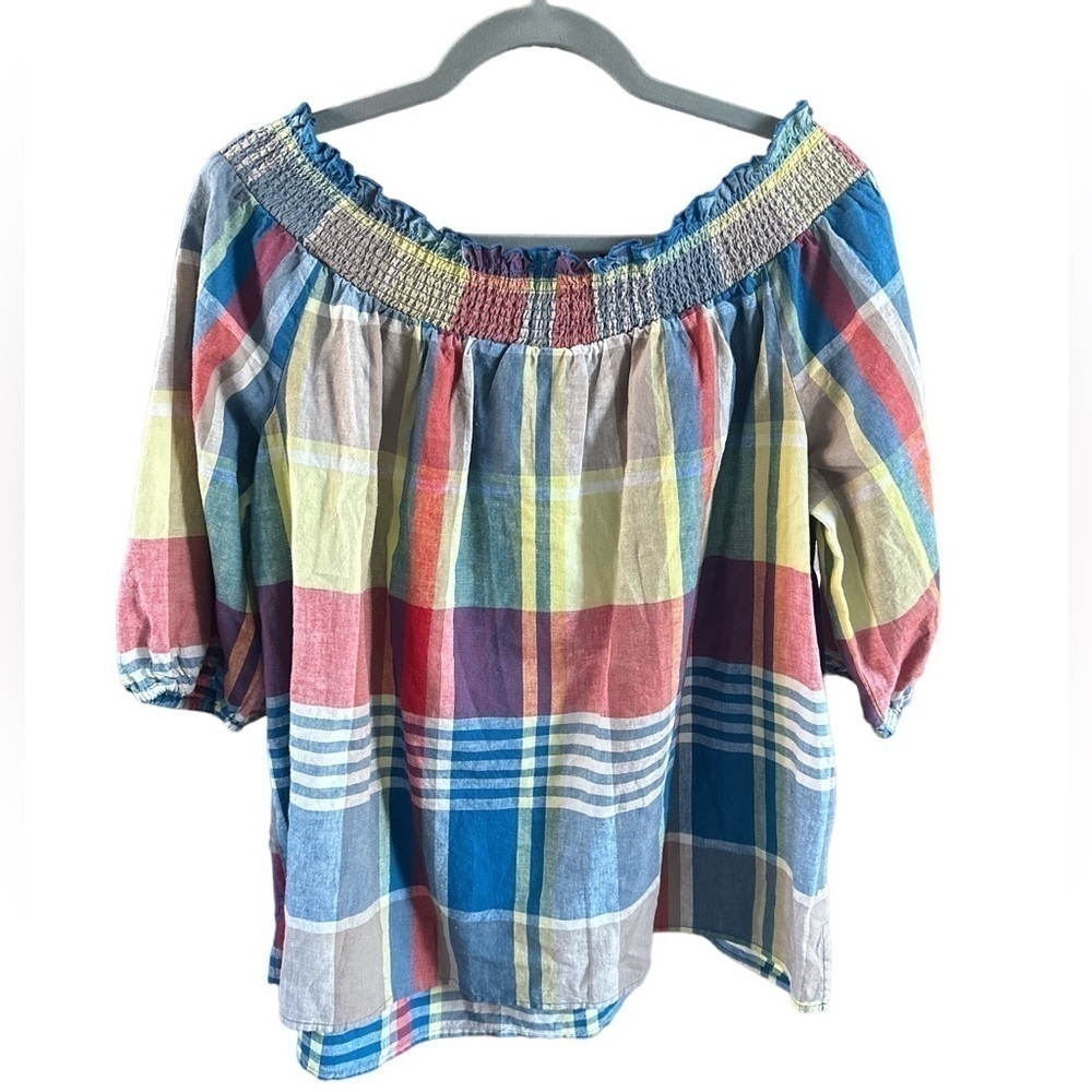 Lane Bryant Multicolor Plaid Off Shoulder Top Size: 14/16 - Picture 2 of 5